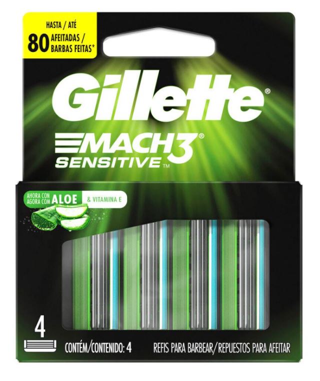 GILLETTE MACH3 SENSITIVE CARTUCHO X 4 U.(72)