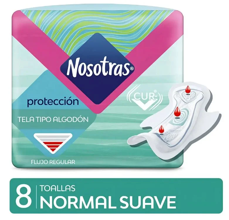 NOSOTRAS TOA.NATURAL NORMAL SUAVE ALGODON X 8 U.(30) CELESTE